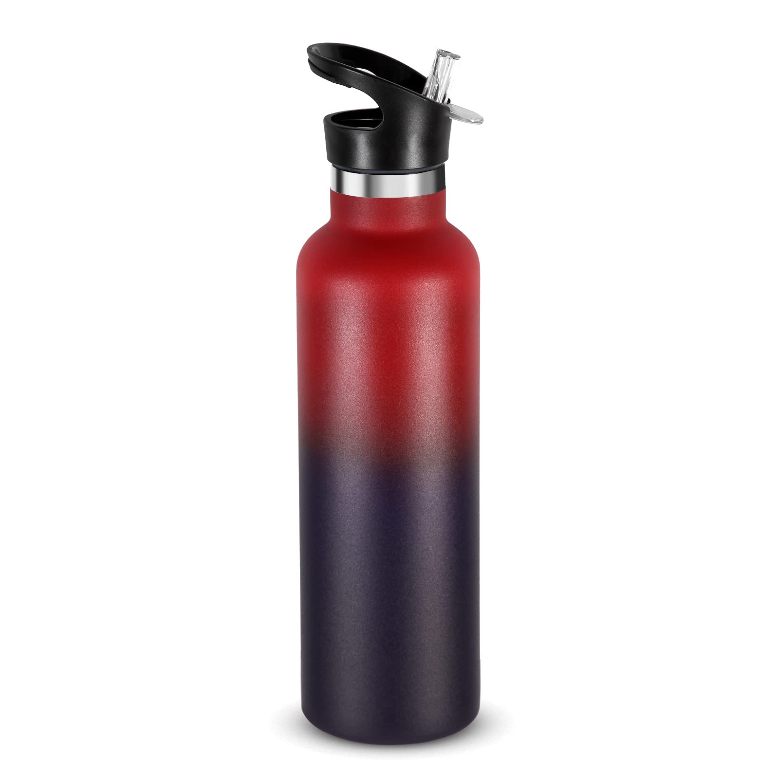 Neihepal 24oz Insulated Water Bottles Bulk 8 Pack,Stainless Steel Double Wall Sport Bottle with Straw Lid,Metal Cup Reusable Thermoses with Hand Cap for School,Cyclists,Hikers,Gift(Mix Color,8 Count)