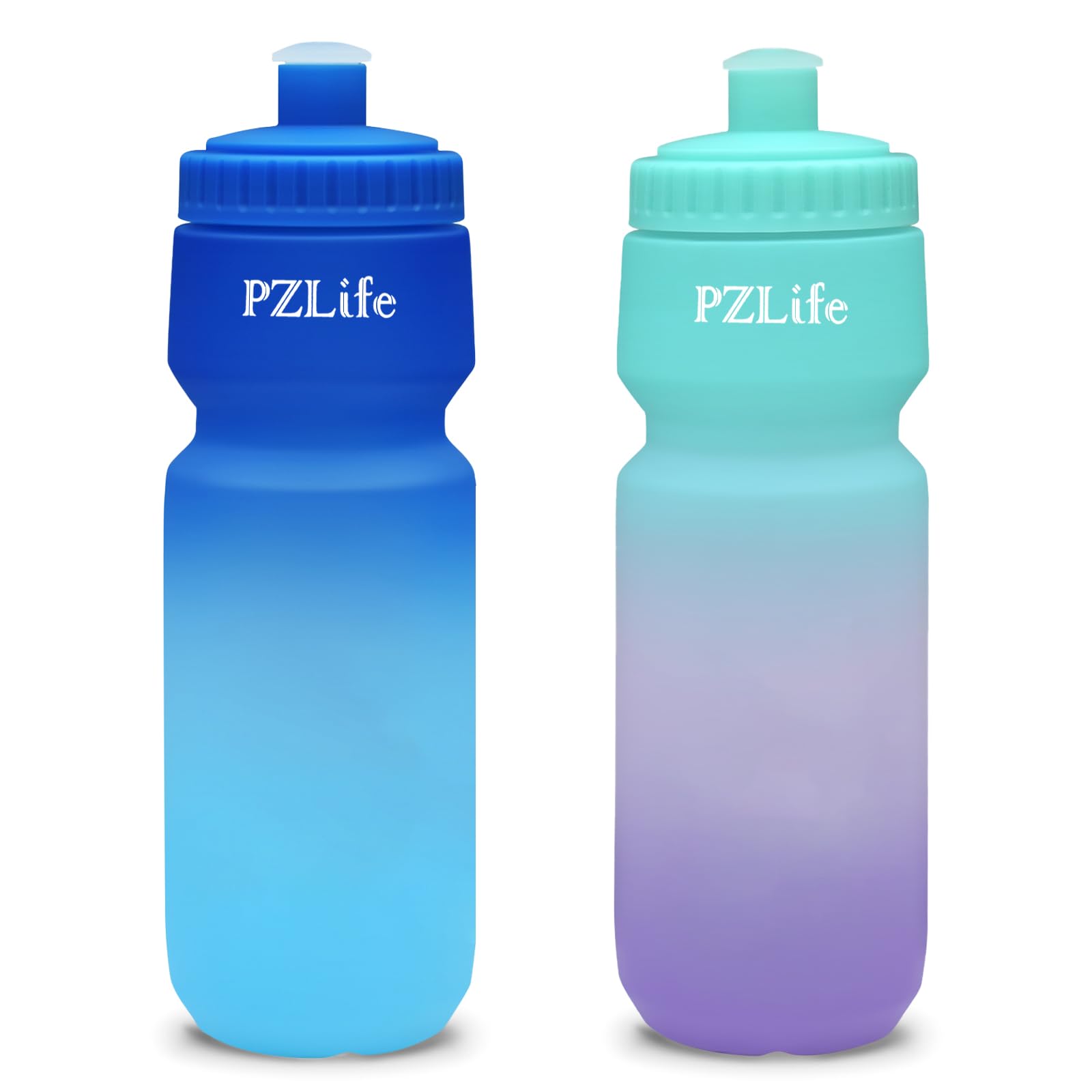 24 oz Bike Water Bottle, Easy Squeeze Cycling & Sports Bottle, BPA Free, Leak Proof with Pull Top Lid, Capacity Scale, for Bicycle, Gym, Running