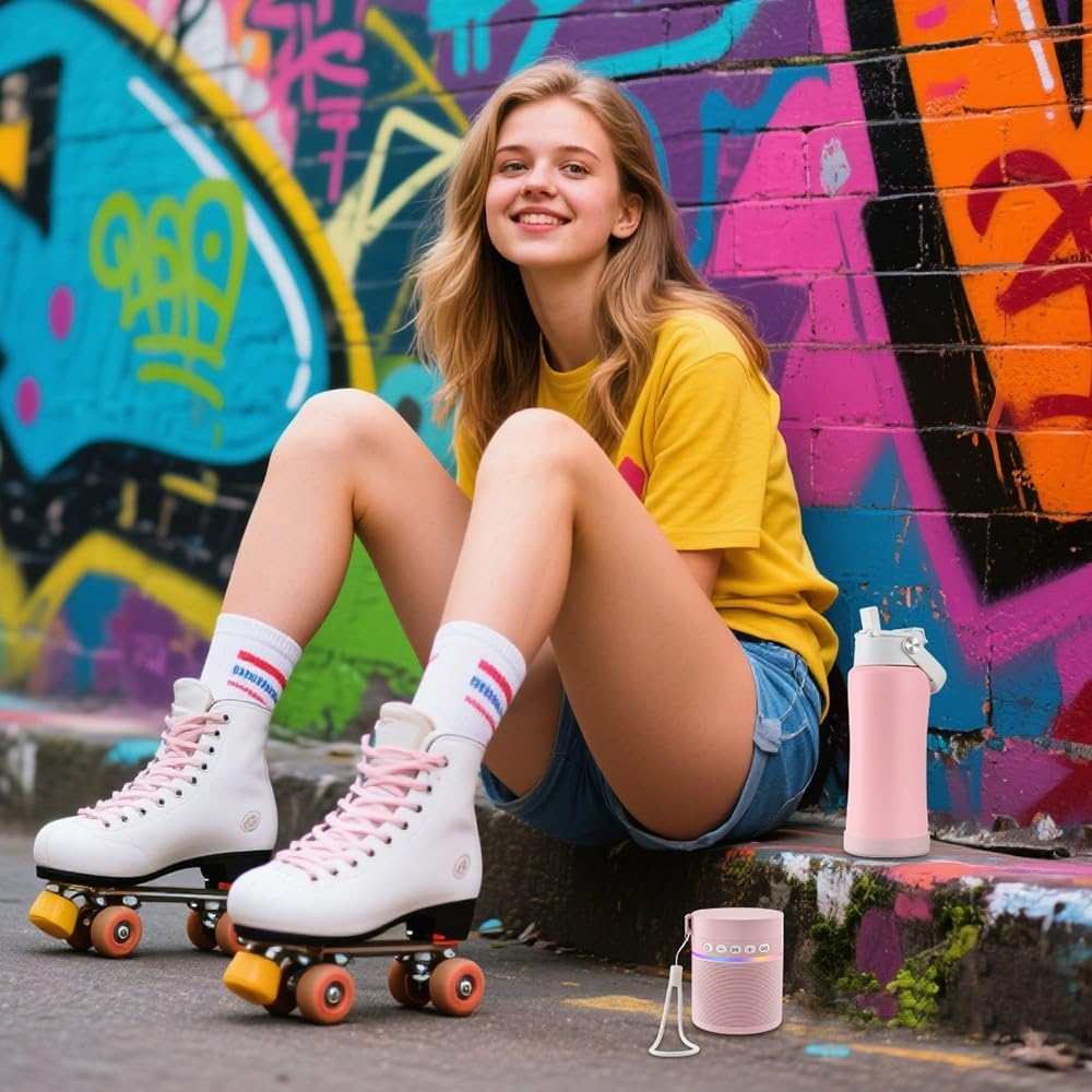 Travel Mug with Portable Bluetooth Speaker - Modular Steel Water Bottle w/Handle and Speaker, Insulated Mug for Camping Sports Beach