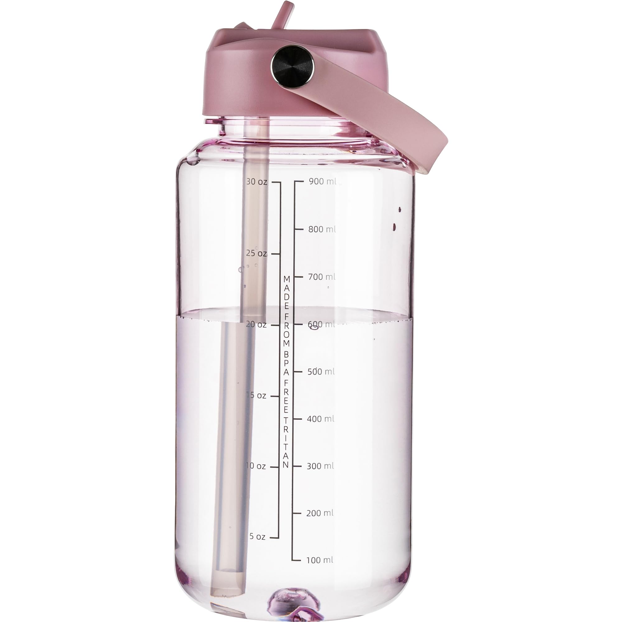 OLDLEY 32 oz Clear Water Bottle with Straw,Tritan BPA-Free, Wide Mouth, Leak Proof - for Gym, Travel, Home, School, Office (Army Green)