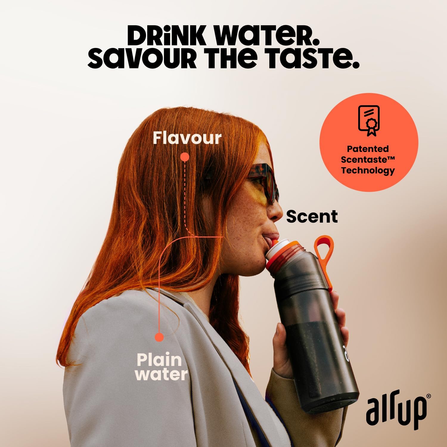 air up® water bottle (22 oz) for school, sports, gym | includes 5 scent pods & straw | flavored bottle in white – also for kids, boys, girls | no calories, sugar-free and suitable for carbonation